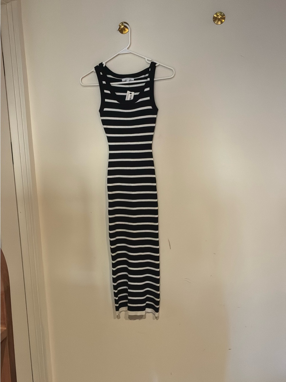 Love Tree Black and White Striped Tank Maxi Dress